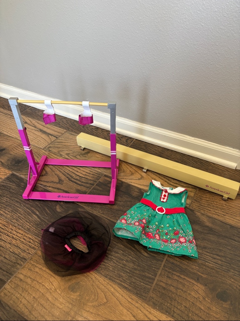 American Girl Doll Gymnastics Bar and Beam with Kit's Dress